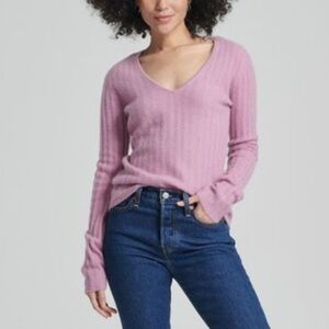 Naadam Cashmere Scoop Sweater Purple Orchid Ribbed Size XS